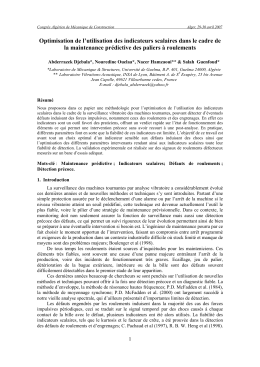 Optimisation de l`utilisation des indicateurs scalaires dans le cadre
