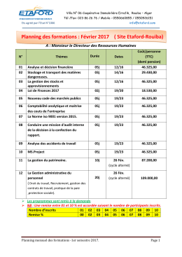 Planning des formations continues