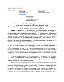 Annonce d`un accord relatif &agrave; l`efficacit&eacute; &eacute;nerg&eacute;tique