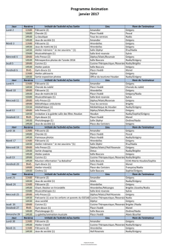 Télécharger le planning du mois de janvier 2017