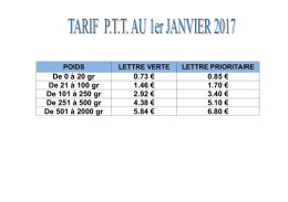 Tarifs PTT 01.01.2017