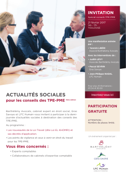 actualités sociales - Barthélémy avocats