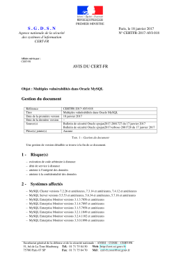 SGDSN AVIS DU CERT-FR Gestion du document 1 - Certa