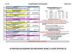 Calendrier + infos équipes