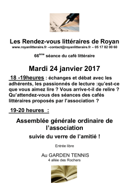 Mardi 24 janvier 2017 - Les rendez