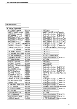 Liste des cartes professionnelles