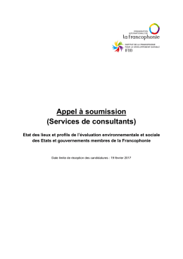 Appel à soumission (Services de consultants)