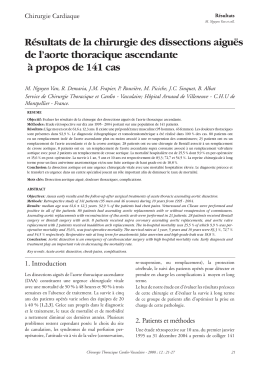 Résultats de la chirurgie des dissections aiguës de l`aorte