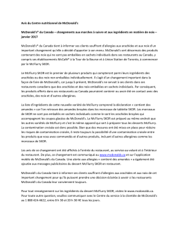 Changements aux marches &agrave; suivre et aux ingr&eacute;dients