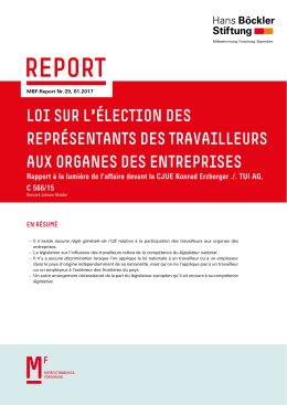 Loi sur l`&eacute;lection des repr&eacute;sentants des travailleurs - Hans