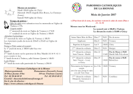 le calendrier des réunions et des offices des