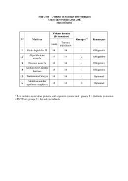 ISITCom &ndash; Doctorat en Sciences Informatiques Ann&eacute;e universitaire