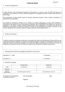 fiche de poste - LS2N &ndash; Laboratoire des Sciences du Num&eacute;rique de