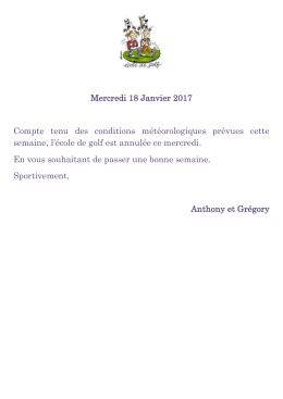 Ecole de Golf du Mercredi 18 Janvier 2017