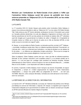 Révision en format pdf. - CBC Ombudsman - Radio