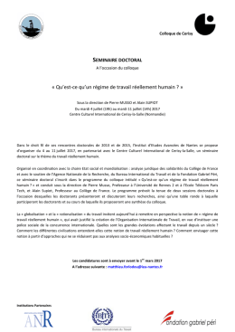 Appel &agrave; candidatures - s&eacute;minaire doctoral IEA de Nantes