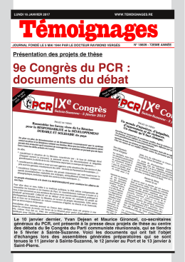 9e Congrès du PCR : documents du débat