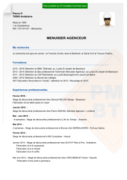 Recrutement CV MENUISIER AGENCEUR