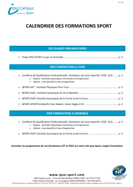 calendrier des formations sport - IPSO Sport
