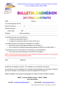 Retraités - Syndicat des Cadres Supérieurs de la SNCF