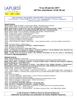 egitaraua hemen. Programme du 14 au 20 janvier