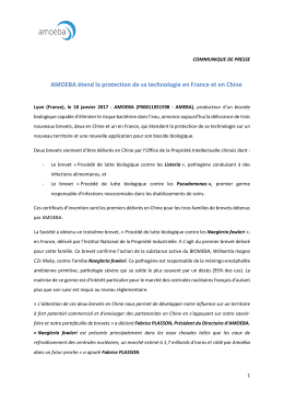 AMOEBA étend la protection de sa technologie en France et en Chine