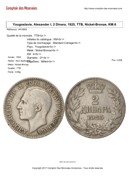 Yougoslavie, Alexander I, 2 Dinara, 1925, TTB, Nickel