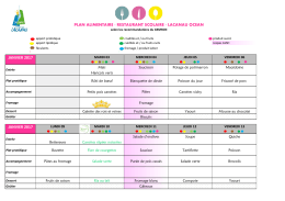 JANVIER 2017 JANVIER 2017 PLAN ALIMENTAIRE