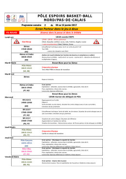 Planning Pôle Espoirs semaine 02
