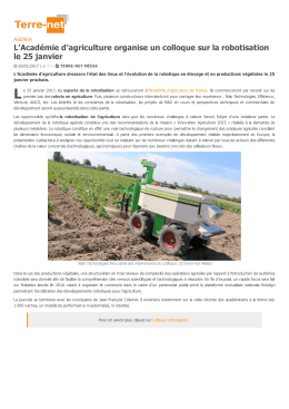 Colloque robotisation agricole 25 janvier 2017 - Terre-net