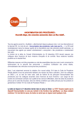 ANONYMISATION DES PROCÉDURES - CFDT