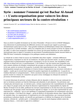 Syrie : nommer l`ennemi qu`est Bachar Al-Assad
