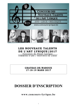 DOSSIER D`INSCRIPTION