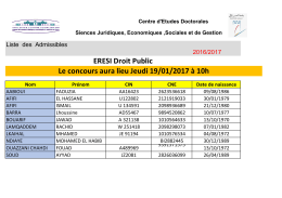 ERESI Droit Public Le concours aura lieu Jeudi 19/01/2017 à 10h