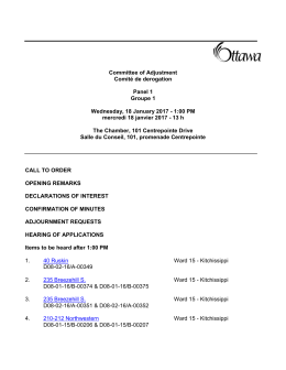 Committee of Adjustment Comité de derogation Panel 1 Groupe 1