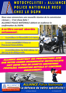 motocyclistes : alliance police nationale recu chez le dgpn