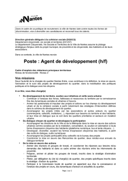 Poste : Agent de développement (h/f)