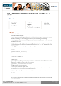 Master Entrepreneuriat et Développement des