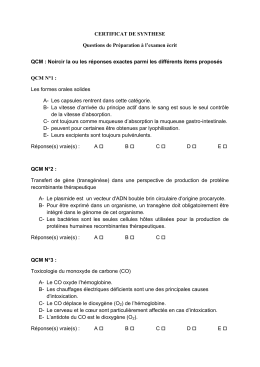 CERTIFICAT DE SYNTHESE Questions de