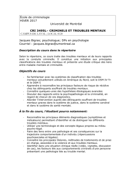 Criminels et troubles mentaux - &Eacute;cole de criminologie