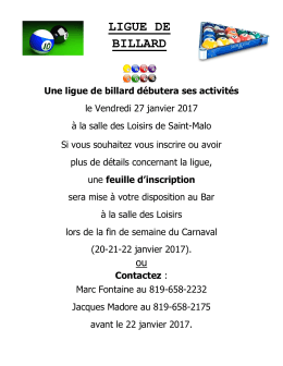ligue de billard - Municipalit&eacute; de Saint-Malo