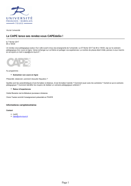 Le CAPE lance ses rendez-vous CAPEdaGo