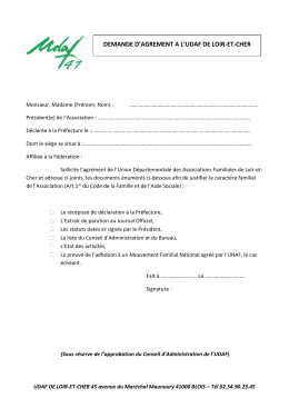 demande d`agrement a l`udaf de loir-et-cher