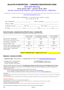 bulletin d`inscription &ndash; congress registration form