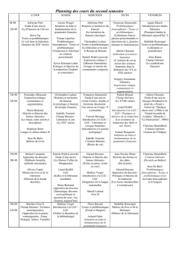 Planning des cours du second semestre