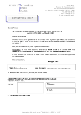cotisation 2017 - Association de la Revue d`Orthop&eacute;die Dento Faciale