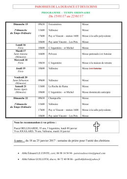 Programme imprimable en pdf - Horaire des Messes Vallouise, Puy