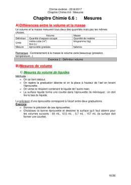 Chapitre Chimie 6.6 : Mesures