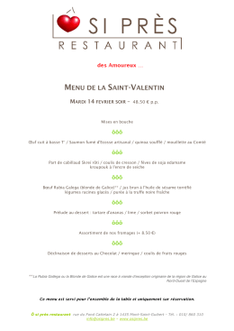 menu de la saint-valentin