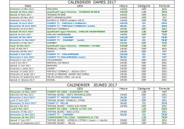 calendrier dames et jeunes